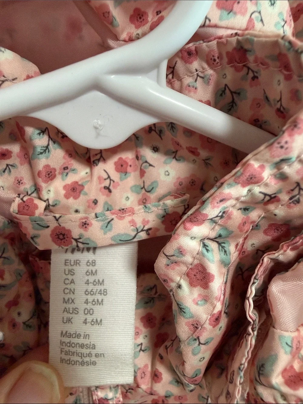 H&M Pink Floral Hooded Raincoat for Baby Girl